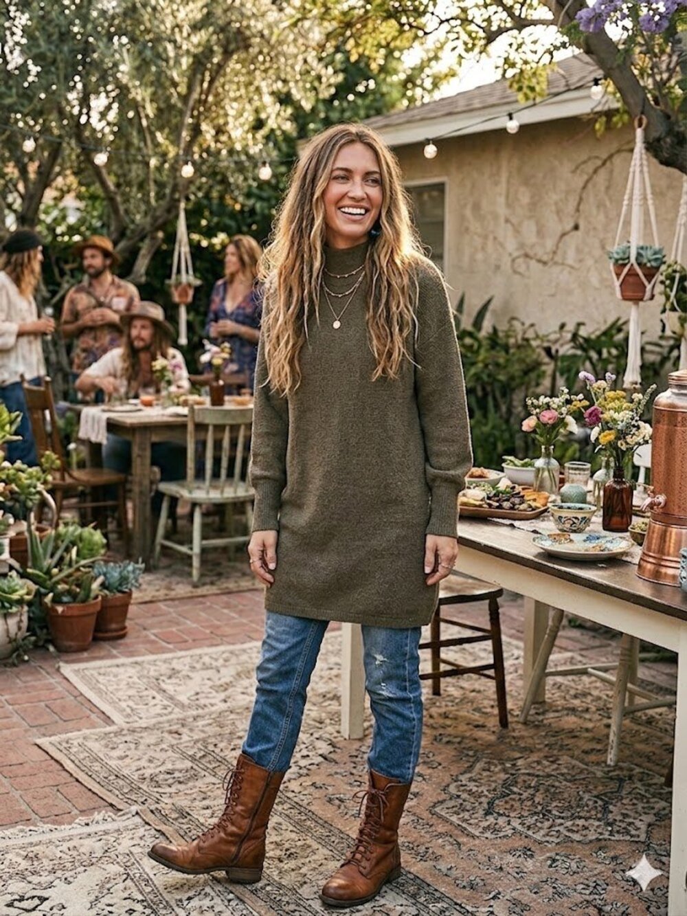Women's Cozy Long Mock Neck Knit Sweater - Olive